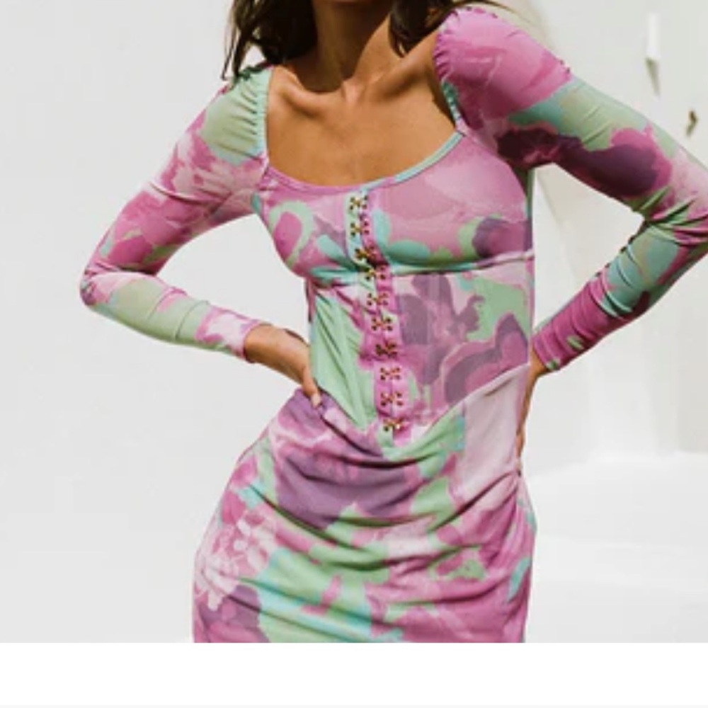 NWT Sabo skirt Floral Long Sleeve Dress size L (US 8/M - runs a bit larger)